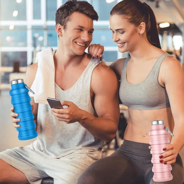 Alt view image 5 of 7 - Collapsible Water Bottles Bulk, 17 oz Portable Reusable Silicone Water Bottle, Foldable Bottles for Travel Gym Camping Hiking, Leak Proof Sports Bottle with Carabiner(Fresh Colors)
