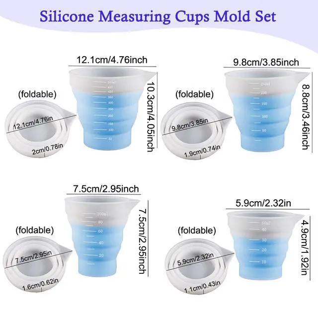 Alt view image 7 of 7 - Silicone Resin Measure Cups Graduated Silicone Measuring Collapsible Silicone Measuring Cups,50ml/100/250ml/500ml Silicon Mixing Cups, for Epoxy Molds,Tumbler Making,Paint Making