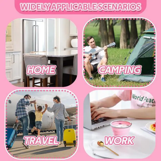 Alt view image 6 of 7 - Toothbrush Travel Case, Travel Toothbrush Silicone Collapsible Toothbrush Cup, Travel Toothbrush Set Suitable for Business Camping Travel or Daily Use (Pink)