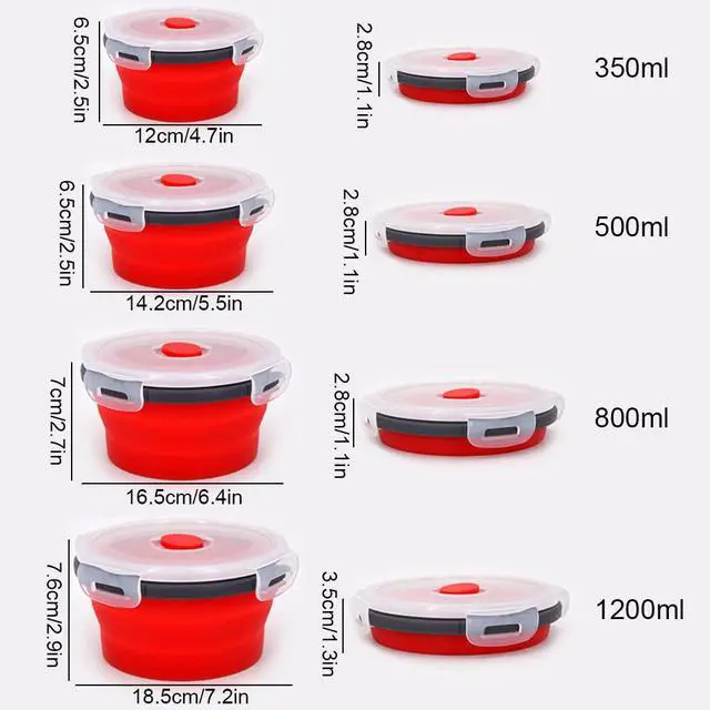 Alt view image 3 of 7 - Food-Grade Silicone Collapsible Bowls with Lids for Camping