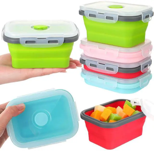 Main image of Camping Bowls with Lids Collapsible Silicon Travel Bowls 12 oz Expandable Food Storage Containers Sets Portable Folding for Salad Travel Heat Resistant(Classic Color)