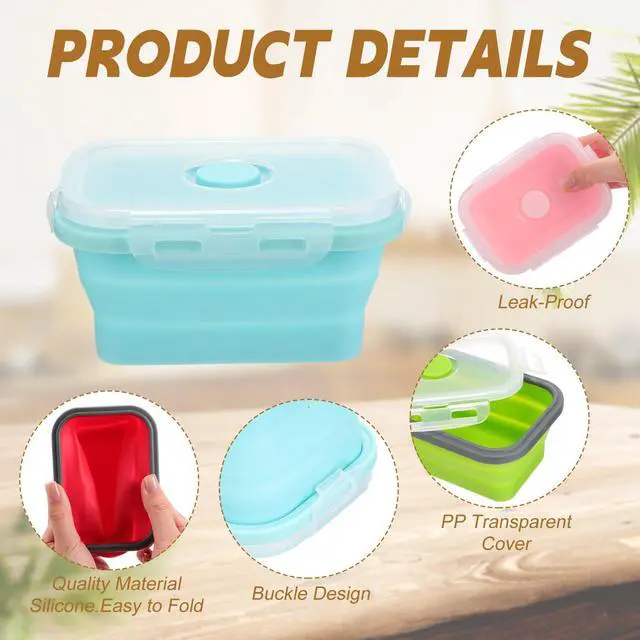 Alt view image 3 of 7 - Camping Bowls with Lids Collapsible Silicon Travel Bowls 12 oz Expandable Food Storage Containers Sets Portable Folding for Salad Travel Heat Resistant(Classic Color)