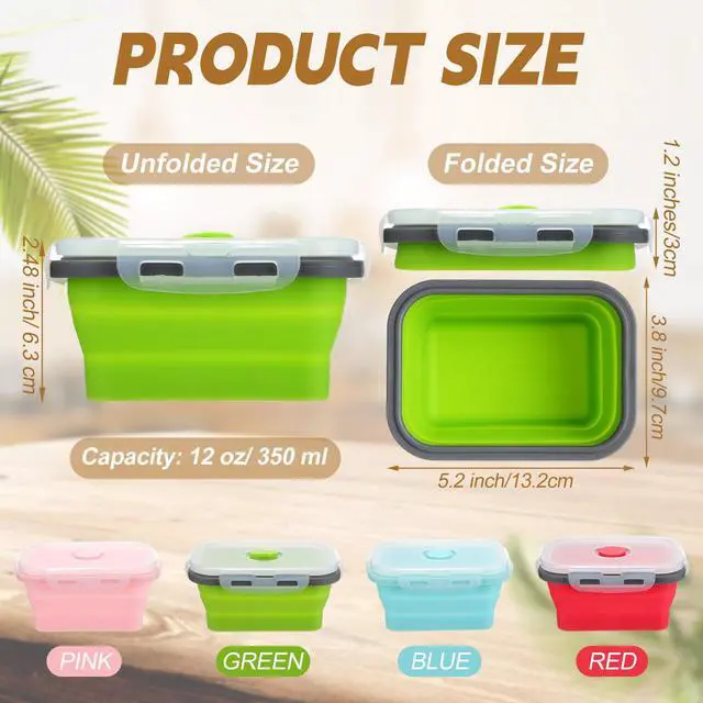 Alt view image 2 of 7 - Camping Bowls with Lids Collapsible Silicon Travel Bowls 12 oz Expandable Food Storage Containers Sets Portable Folding for Salad Travel Heat Resistant(Classic Color)