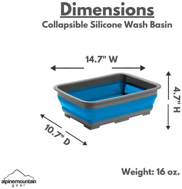 Alt view image 5 of 7 - Collapsible Silicone Washing Container for Camping and Backpacking - Camping Dishware Gear Essentials in Blue (Made by Caddis Sports)