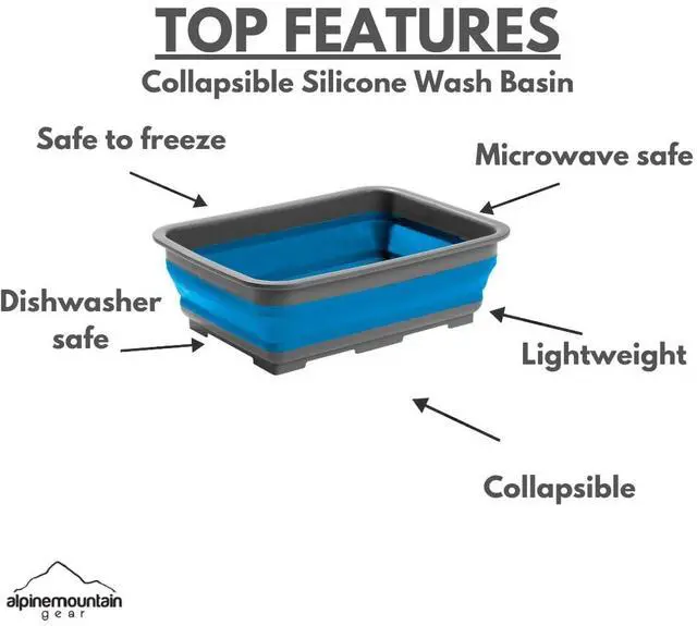 Alt view image 3 of 7 - Collapsible Silicone Washing Container for Camping and Backpacking - Camping Dishware Gear Essentials in Blue (Made by Caddis Sports)