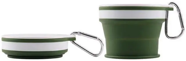 Main image of Collapsible silicone camping water cup green capacity Aluminum alloy hiking buckle 170ml