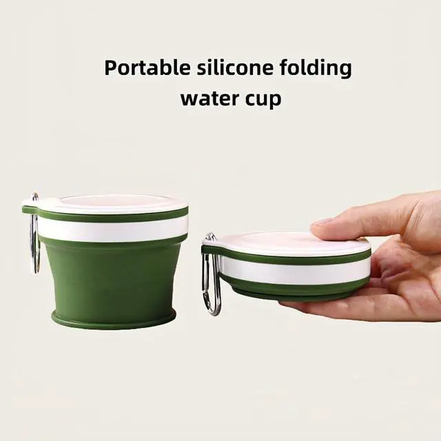 Alt view image 2 of 7 - Collapsible silicone camping water cup green capacity Aluminum alloy hiking buckle 170ml