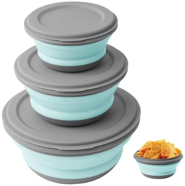 Main image of Collapsible Camping Bowl Sets, Portable Silicone Bowl with Lid, Folding Bowl, Portable Salad Bowl, Folding Lunch Box for Camping, Kitchen, Hiking