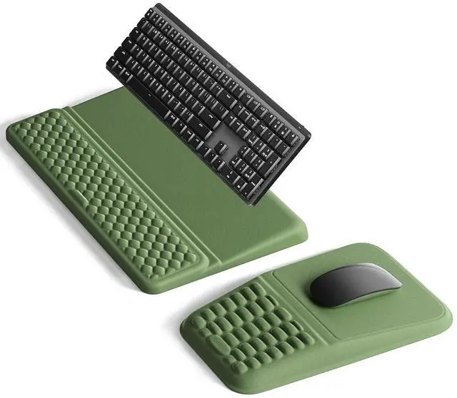 Main image of Keyboard Stand and Mouse Pad Set with Wrist Rest, Soft Memory Foam Wrist Support, Ergonomic Wrist Cushion for Desk, Relieves Carpal Tunnel Pain, Palm Hand Typing for Office, Gaming, Green
