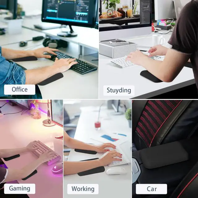 Alt view image 7 of 7 - Elbow Rest Pads for Desk, Black Ergonomic Wrist Rest Arm Rest Pads