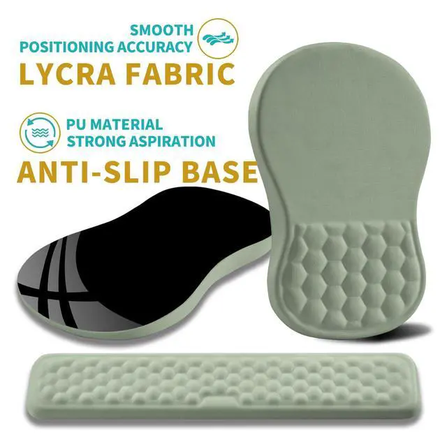 Alt view image 6 of 6 - Ergonomic Mouse Pad Wrist Support & Wrist Rest for Computer Keyboard Set, with Relieve Carpal Tunnel Pain Massage Bulge and Full Memory Gel Design (2In1 Set, Light Green)