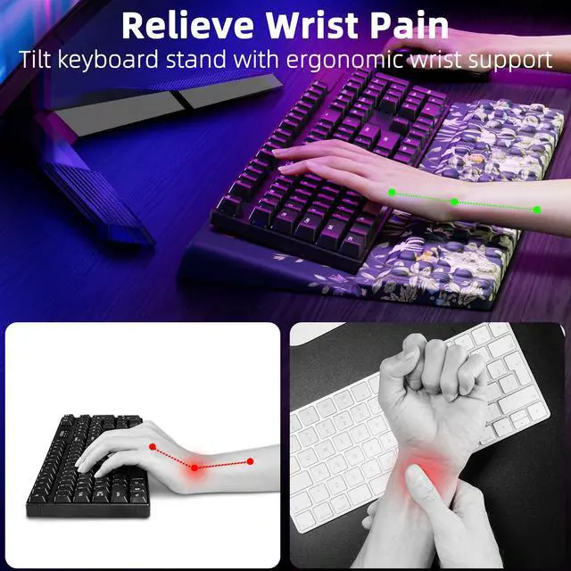 Alt view image 2 of 6 - Keyboard Stand Pad with Wrist Rest, Comfy Ergonomic Keyboard Riser Holder for Office Home