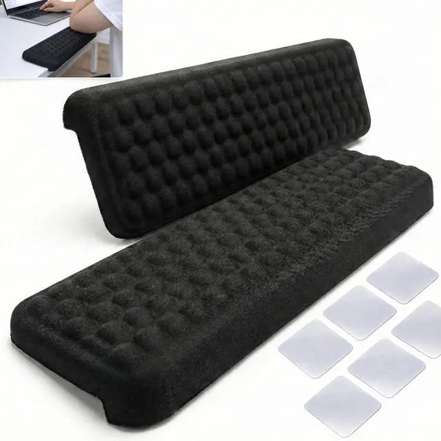Main image of Shaped Desk Edge Cushions (2 Pack) for Elbow & Wrist Relief Ergonomic Non-Slip Memory Foam Office Desk Arm Rest Pad for Gaming & Work Comfort Breathable Lycra with Massage Dots