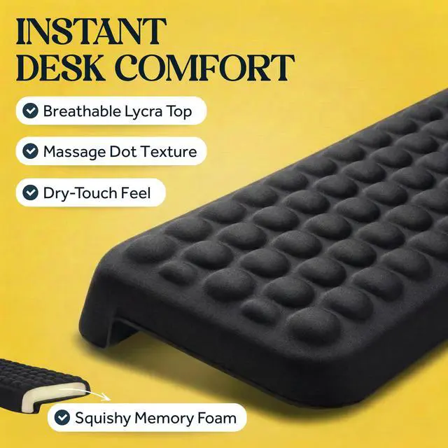 Alt view image 3 of 6 - Shaped Desk Edge Cushions (2 Pack) for Elbow & Wrist Relief Ergonomic Non-Slip Memory Foam Office Desk Arm Rest Pad for Gaming & Work Comfort Breathable Lycra with Massage Dots