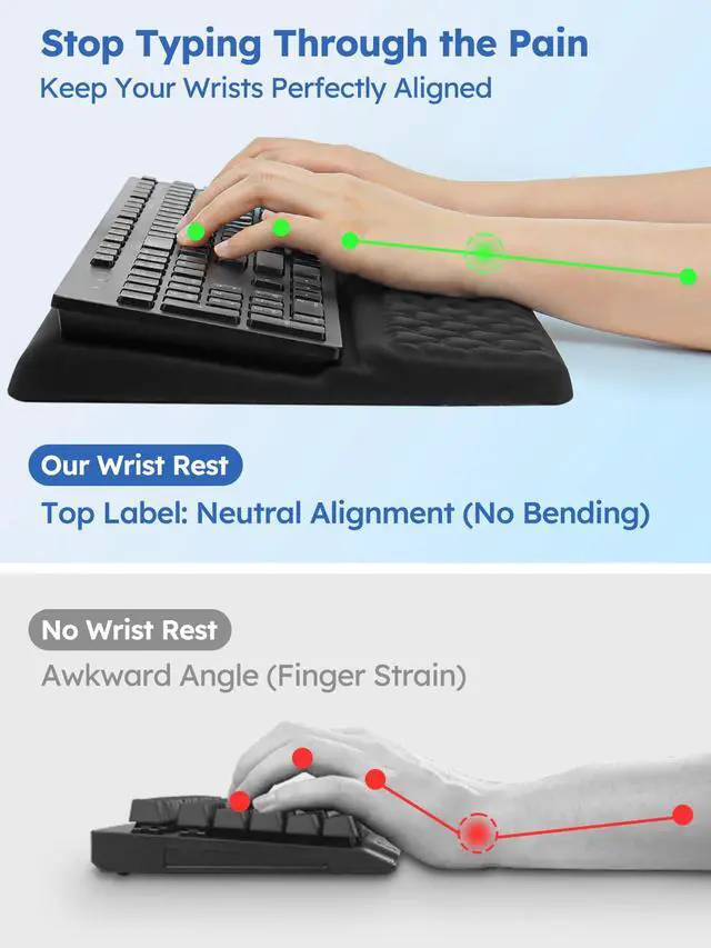 Alt view image 2 of 6 - Ergonomic Keyboard Stand and Wrist Rest, Memory Foam, Black