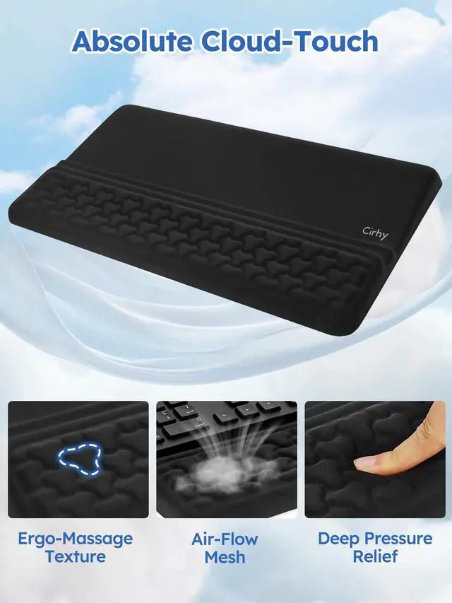 Alt view image 5 of 6 - Ergonomic Keyboard Stand and Wrist Rest, Memory Foam, Black
