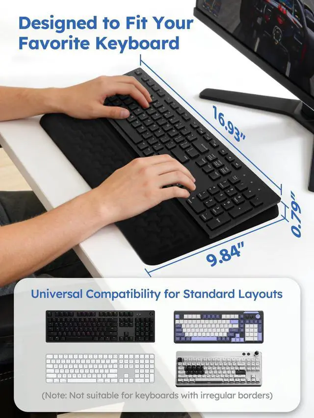 Alt view image 4 of 6 - Ergonomic Keyboard Stand and Wrist Rest, Memory Foam, Black