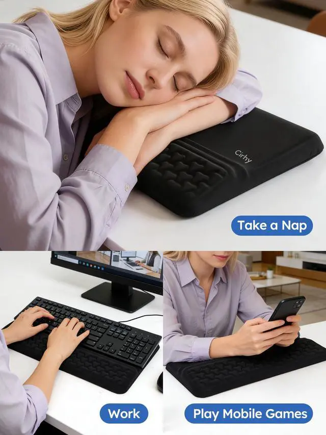 Alt view image 6 of 6 - Ergonomic Keyboard Stand and Wrist Rest, Memory Foam, Black