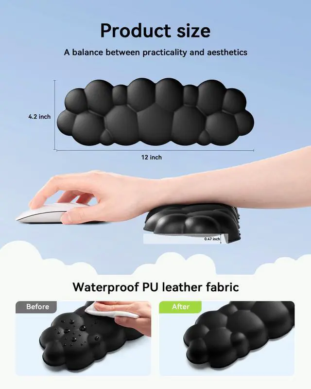 Alt view image 4 of 6 - Elbow Pad for Desk, 2-Pack Cloud Elbow Rest(Black), Edge Arm Rest