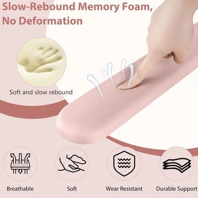 Alt view image 4 of 7 - Mouse Pad and Keyboard Wrist Rest, 3-in-1 Gel Memory Foam Ergonomic Mouse Pad with Wrist Rest Set, Gaming Mousepad Arm Cushion Support for Computer Office Desk Accessories Cute Setup, Pink