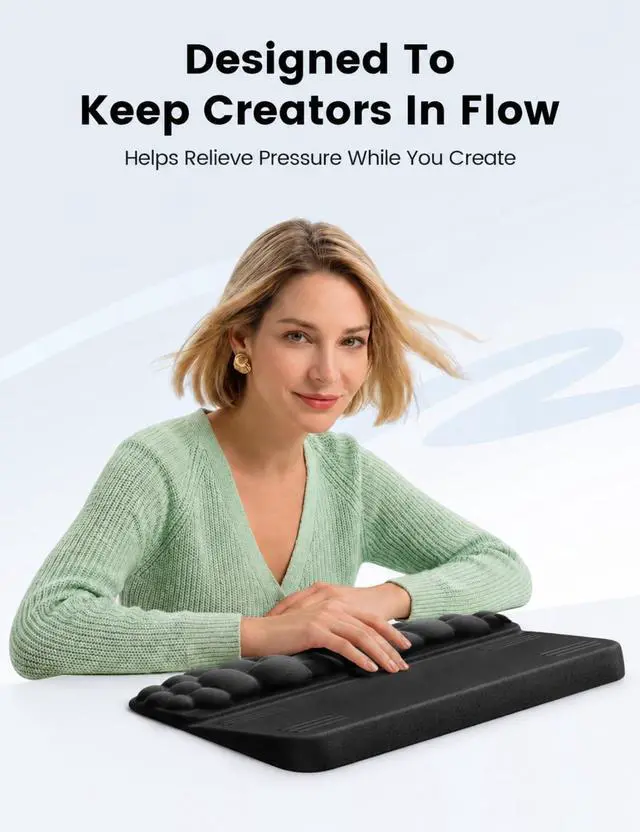 Alt view image 2 of 7 - Cloud Wrist Rest with Keyboard Stand, Computer Wrist Support Pad Soft Memory Foam, Ergonomic Keyboard Riser Holder Lifter Tilted Wrist Cushion for Desk, Palm Hand Typing for Office Home Gaming
