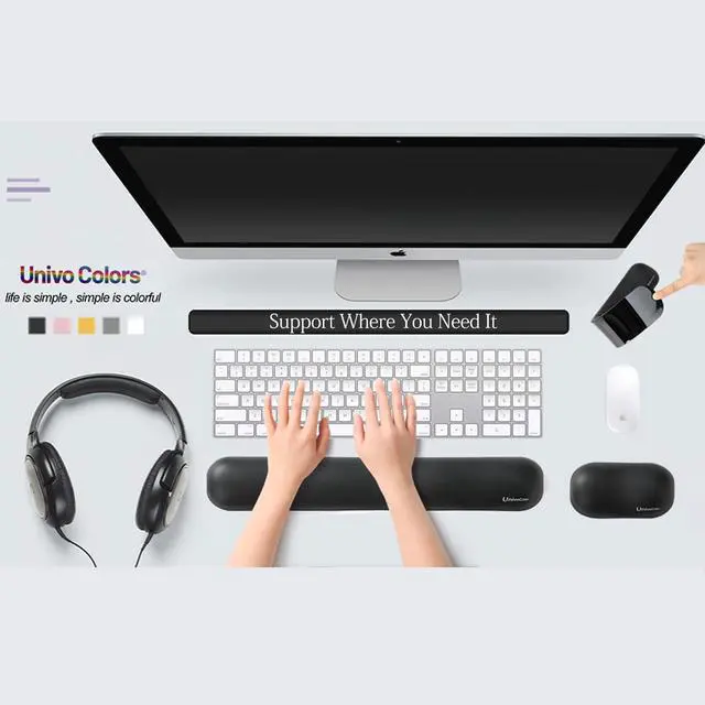 Alt view image 7 of 7 - Design-Wave Keyboard Wrist Rest, Artificial Sheepskin+Memory Foam+Ergonomic+Anti-Slip Gel, Resilience Support During Work and Gaming,Keyboard Accessory,White