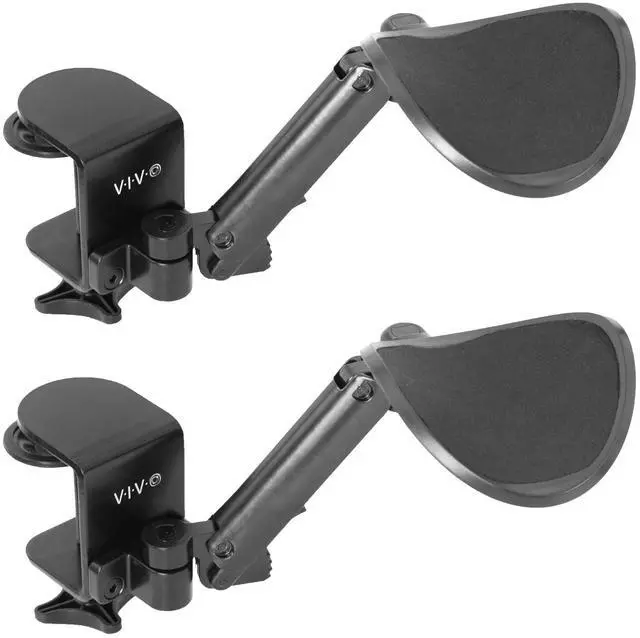 Main image of Clamp-on Adjustable Armrests, Universal Desk Cradle 360° Rotating Elbow Platform, Arm Support Steel Base Table Extension, Black, MOUNT-ARM02P