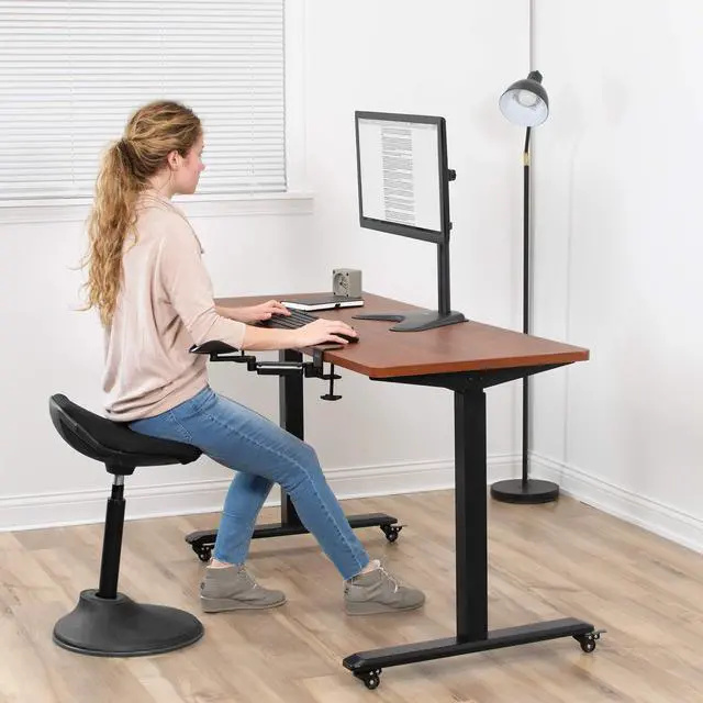 Alt view image 7 of 7 - Clamp-on Adjustable Armrests, Universal Desk Cradle 360° Rotating Elbow Platform, Arm Support Steel Base Table Extension, Black, MOUNT-ARM02P
