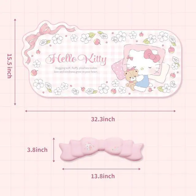 Alt view image 2 of 7 - Anime Mouse Pad Wrist Rest Support Set - Non-Slip Desk Mat and Memory Foam Bowknot Wrist Rest for Keyboard and Mouse,Perfect for Gaming or Home Office Work - FlowerCat