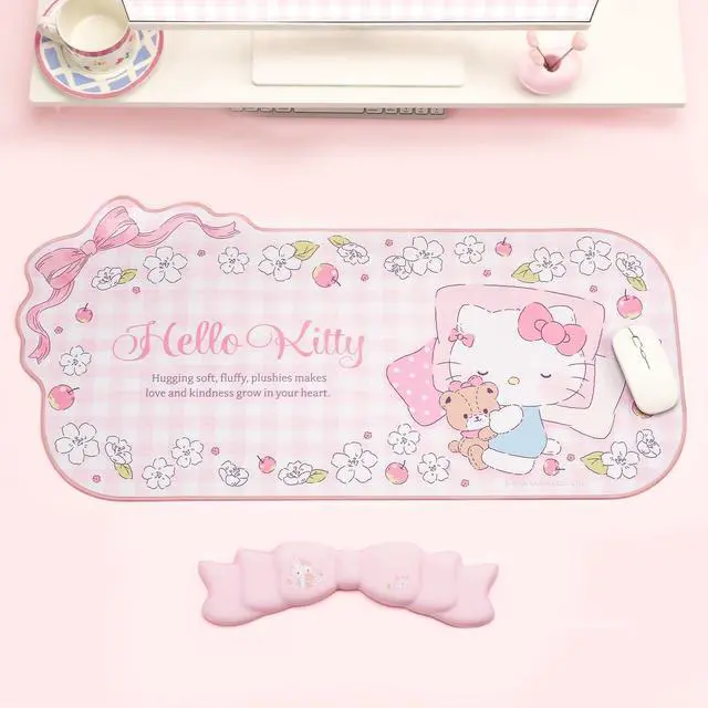 Alt view image 7 of 7 - Anime Mouse Pad Wrist Rest Support Set - Non-Slip Desk Mat and Memory Foam Bowknot Wrist Rest for Keyboard and Mouse,Perfect for Gaming or Home Office Work - FlowerCat