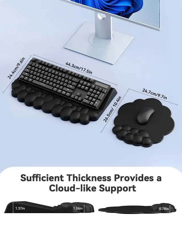 Alt view image 2 of 7 - Cloud Wrist Rest for Keyboard and Mouse, Keyboard Riser Pad for Desktop