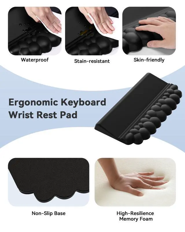 Alt view image 3 of 7 - Cloud Wrist Rest for Keyboard and Mouse, Keyboard Riser Pad for Desktop
