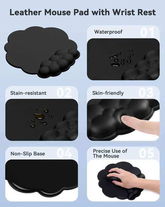 Alt view image 4 of 7 - Cloud Wrist Rest for Keyboard and Mouse, Keyboard Riser Pad for Desktop