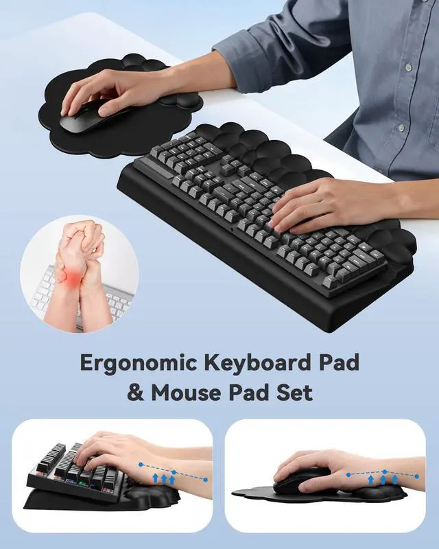 Alt view image 5 of 7 - Cloud Wrist Rest for Keyboard and Mouse, Keyboard Riser Pad for Desktop