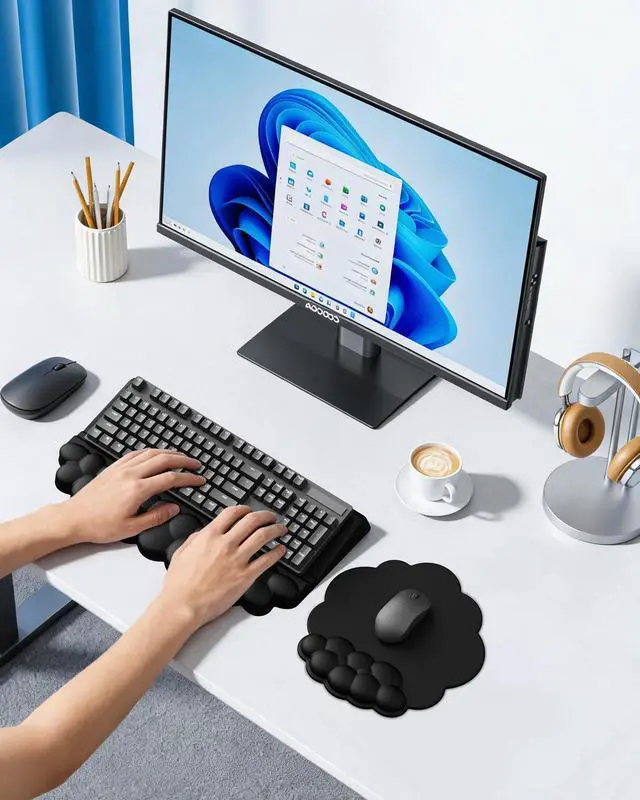 Alt view image 7 of 7 - Cloud Wrist Rest for Keyboard and Mouse, Keyboard Riser Pad for Desktop