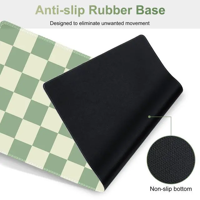 Alt view image 7 of 7 - Large Gaming Mouse Pad Set, 4 in1 Ergonomics Keyboard Desk Mat with Memory Foam Wrist Rest, Extended Game Mousepad, Non-Slip Desk Pad Matt Easy Typing Pain Relief I Green Checkered