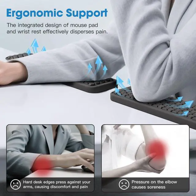 Alt view image 2 of 7 - Shaped Desk Elbow Pad for Desk, Memory Foam Elbow Support Padding with Non-Slip, Ergonomic Desk Edge Cushion, Wrist Comfort Support for Office Home 2 Pcs (Hexagon Black)
