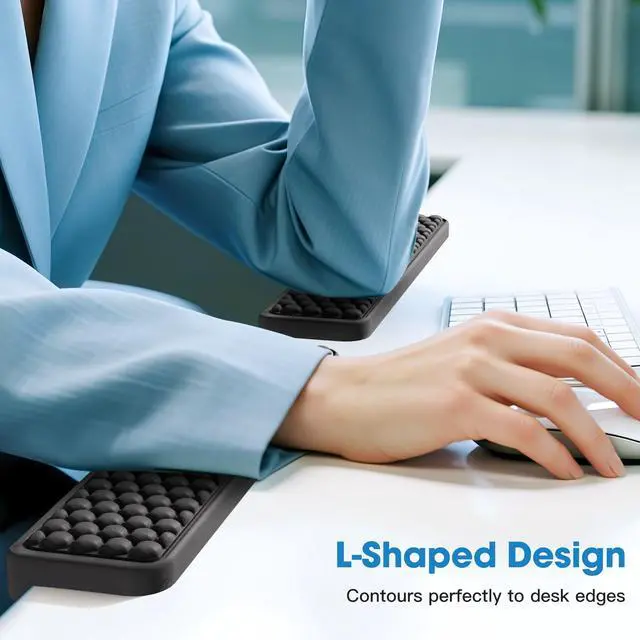 Alt view image 6 of 7 - Shaped Desk Elbow Pad for Desk, Memory Foam Elbow Support Padding with Non-Slip, Ergonomic Desk Edge Cushion, Wrist Comfort Support for Office Home 2 Pcs (Hexagon Black)