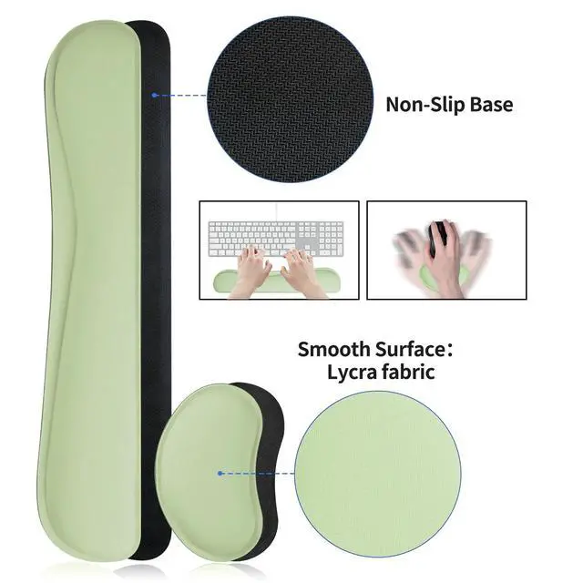 Alt view image 5 of 7 - Leather Desk Mat and Keyboard Wrist Rest, Large Mouse Pad + Keyboard Pad+Mouse Wrist Support, Non-Slip Desk Mat Protector for St Patricks Day(31.5×15.7 Inches, Green)