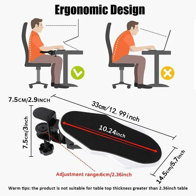 Alt view image 5 of 7 - Computer Arm Rest for Desk, 180° Swivel and 90° Foldable, White