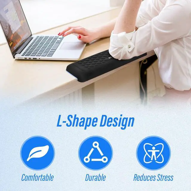 Alt view image 4 of 7 - Desk Elbow Pads (2-Pack) L-Shaped Rest for Desk, Ergonomic Arm Rest Support, Memory Foam Desk Edge Cushion for Palm, Wrist & Forearm, Prevents Elbow & Wrist Strain