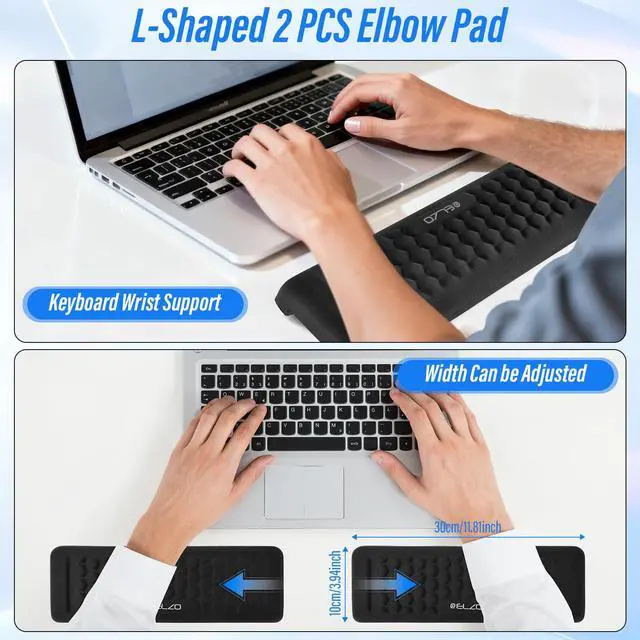 Alt view image 6 of 7 - Desk Elbow Pads (2-Pack) L-Shaped Rest for Desk, Ergonomic Arm Rest Support, Memory Foam Desk Edge Cushion for Palm, Wrist & Forearm, Prevents Elbow & Wrist Strain