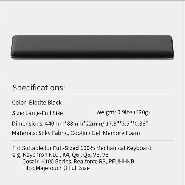 Alt view image 3 of 7 - Cooling Gel Wrist Rest, 17.3-inch Length for Full-Sized Keyboard, Memory Foam Palm Rest with Non-Slip Footpad, Ergonomic Design, Stain Resistant, PC Accessory Gaming Gear (Large-Full Size)