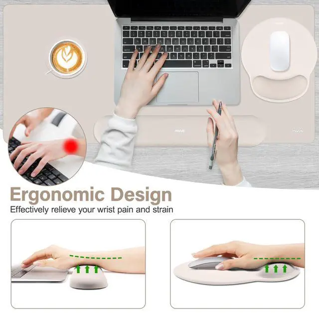 Alt view image 2 of 7 - Wrist Rest for Mouse Pad Set, Large Gaming Deskpad, Stone Gray