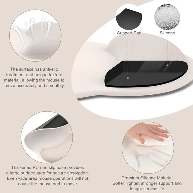 Alt view image 3 of 7 - Wrist Rest for Mouse Pad Set, Large Gaming Deskpad, Stone Gray