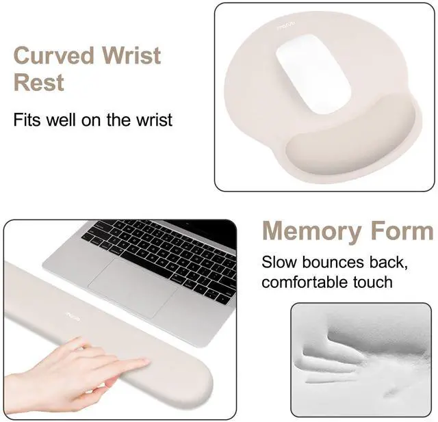 Alt view image 4 of 7 - Wrist Rest for Mouse Pad Set, Large Gaming Deskpad, Stone Gray