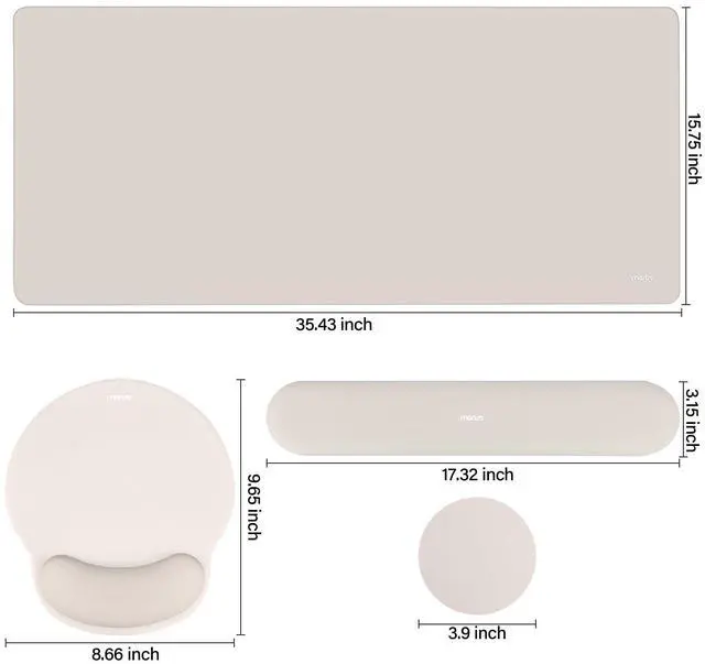Alt view image 7 of 7 - Wrist Rest for Mouse Pad Set, Large Gaming Deskpad, Stone Gray