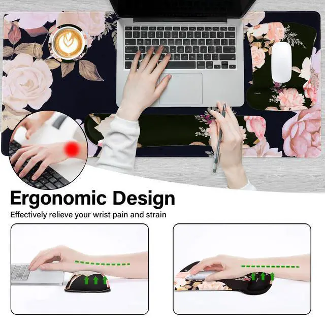 Alt view image 2 of 7 - Keyboard Mouse Pad Set, Large Gaming Mousepad&Keyboard Wrist
