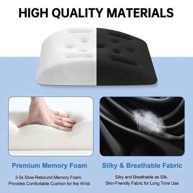 Alt view image 2 of 6 - Upgraded Wrist Rest for Laptop, Ergonomic Memory Foam Laptop Wrist Pads for Computer Keyboard, Wrist Support Cushion for Typing (Black)