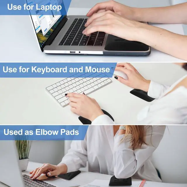 Alt view image 6 of 6 - Upgraded Wrist Rest for Laptop, Ergonomic Memory Foam Laptop Wrist Pads for Computer Keyboard, Wrist Support Cushion for Typing (Black)